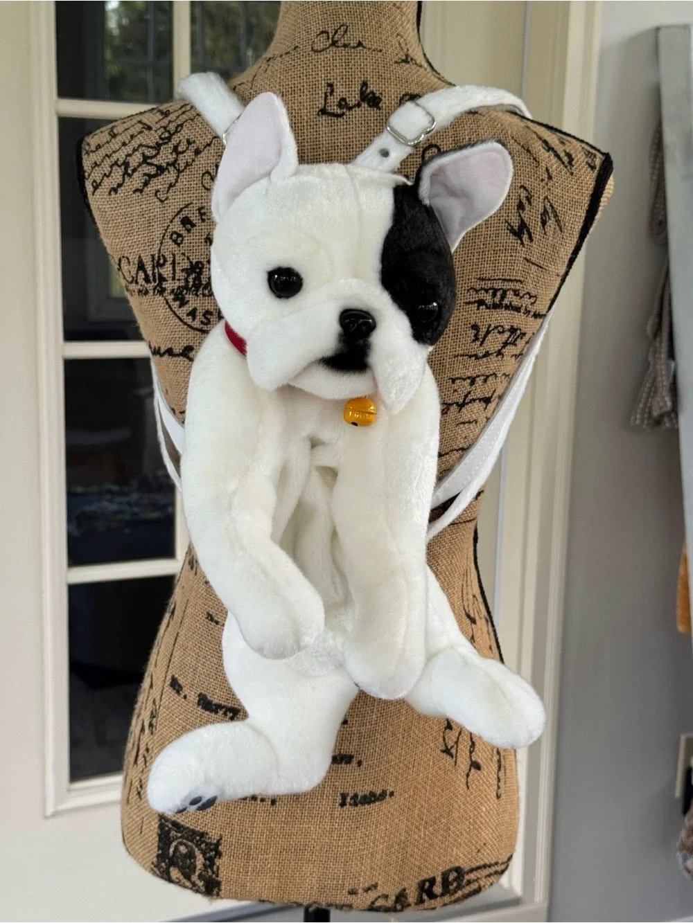 French Bulldog Plush Puppy Dog Zip Up Cotton Fur Backpack Purse Crossbody New